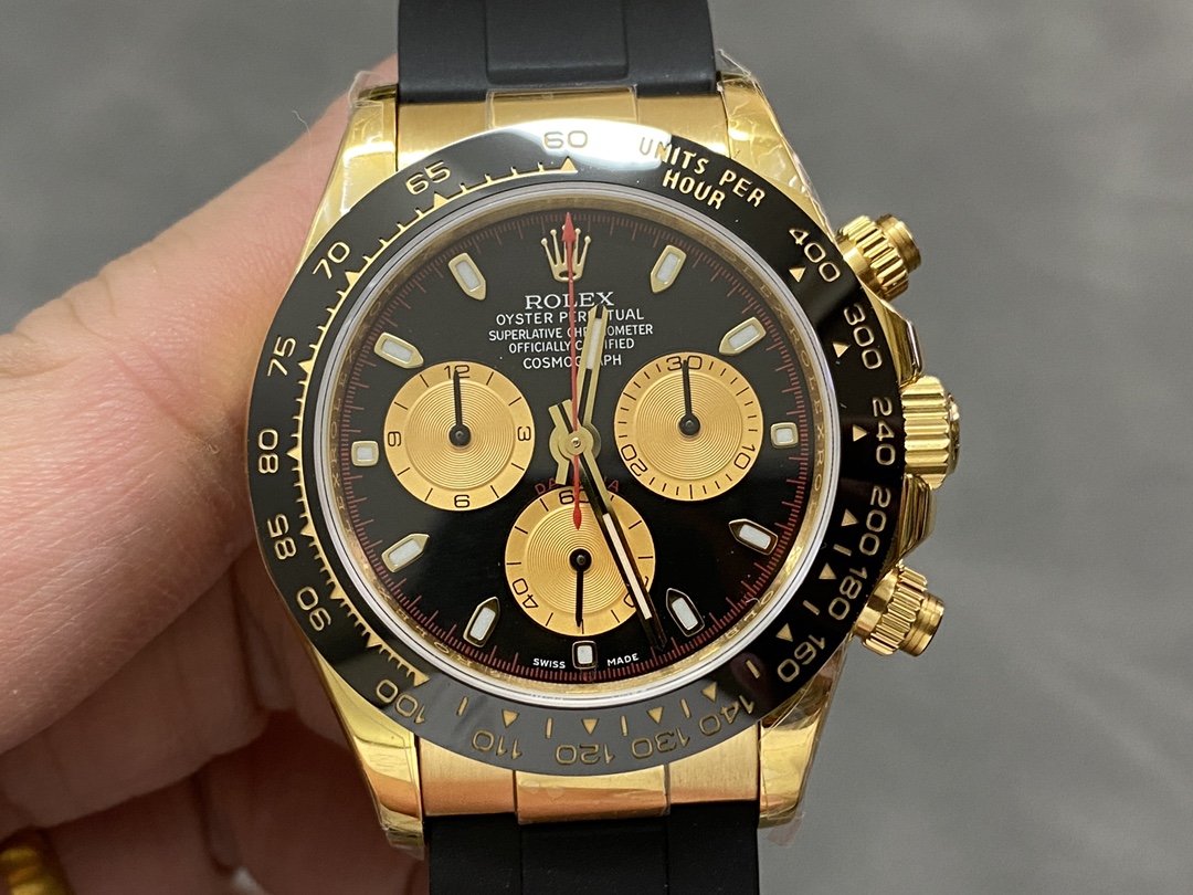 Rolex Daytona 116518LN Black Dial Rubber strap 40mm Mens Replica Watch